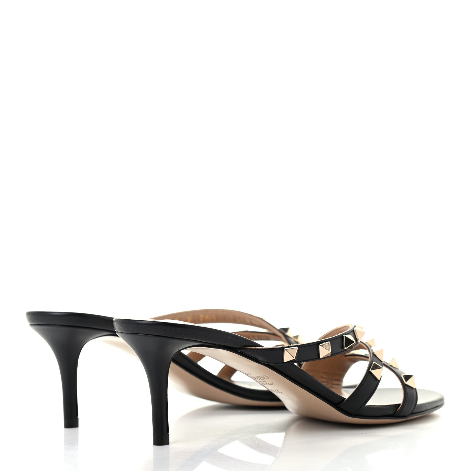 Valentino Garavani Calfskin Rockstud 60mm Slide Sandals 36.5 Black 4 of 8
