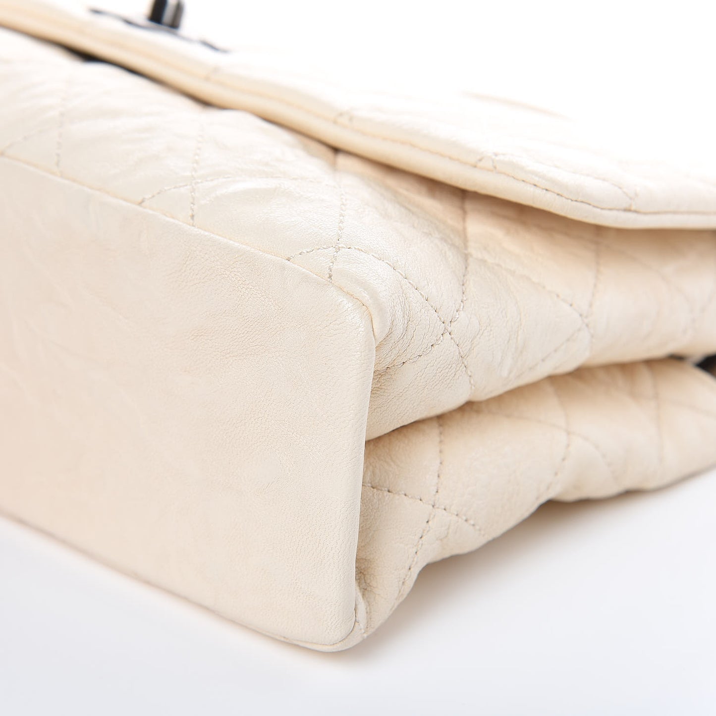 Goatskin Quilted Double Bag Flap White