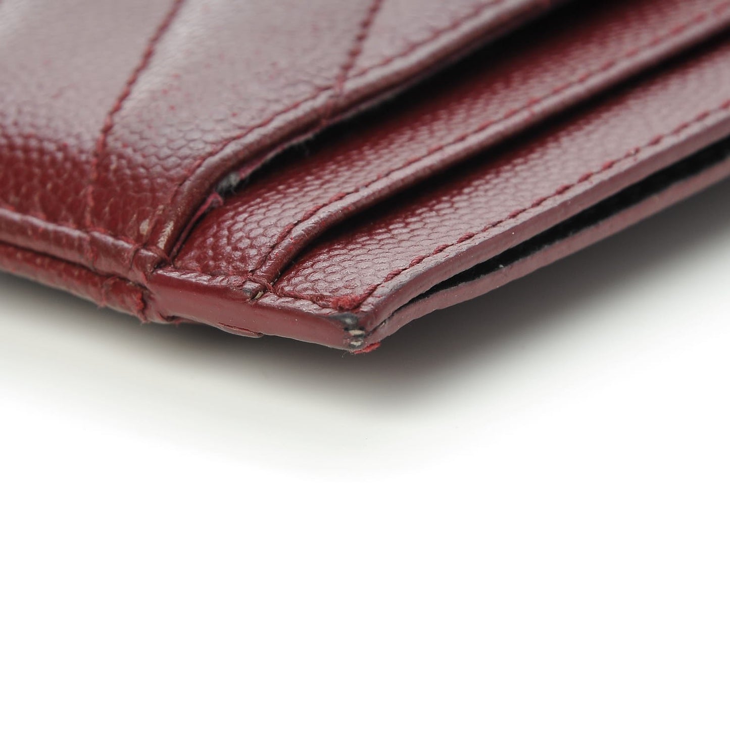 Grain De Poudre Matelasse Chevron Monogram Credit Card Case Palissandre