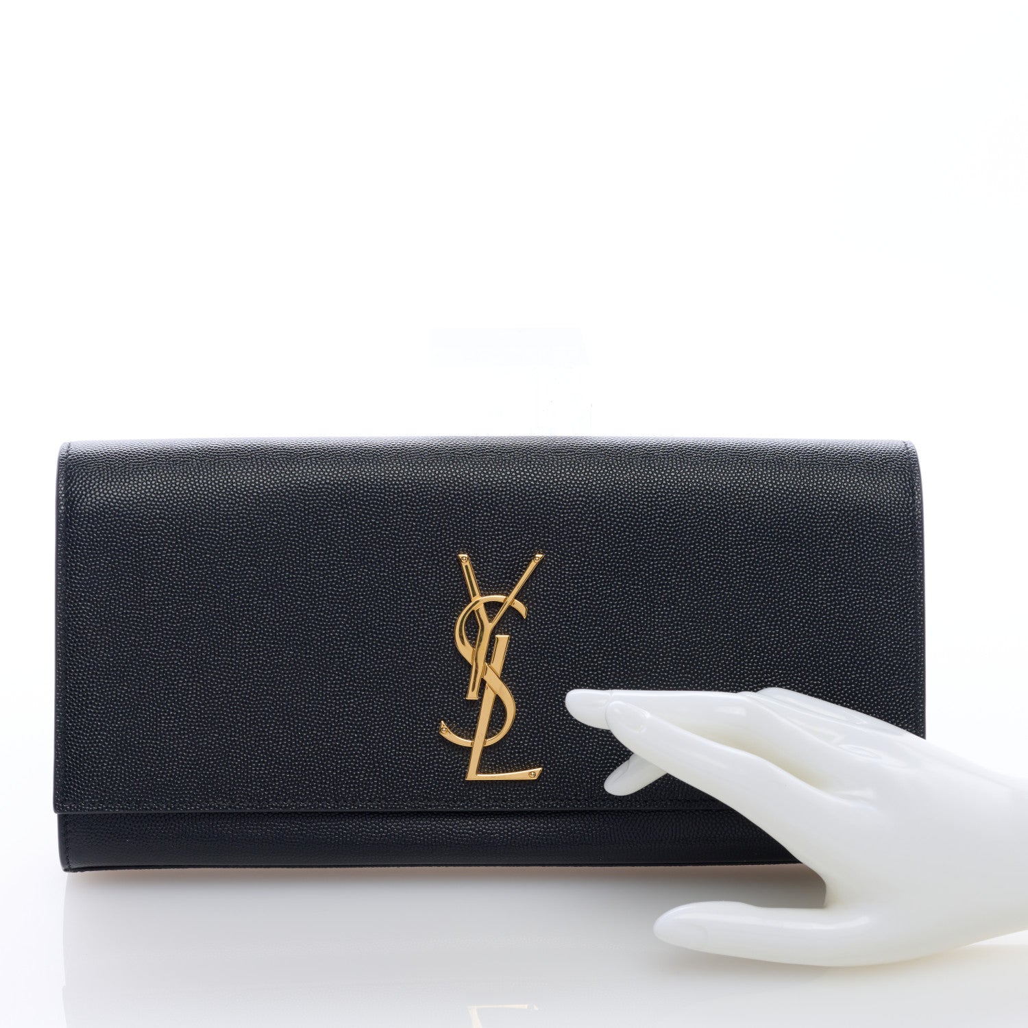 Saint Laurent Grain De Poudre Monogram Cassandre Clutch Black 2 of 6