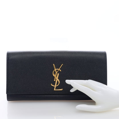 Saint Laurent Grain De Poudre Monogram Cassandre Clutch Black 2 of 6