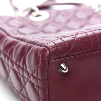 Christian Dior Lambskin Cannage Large Lady Dior Burgundy 8 of 13