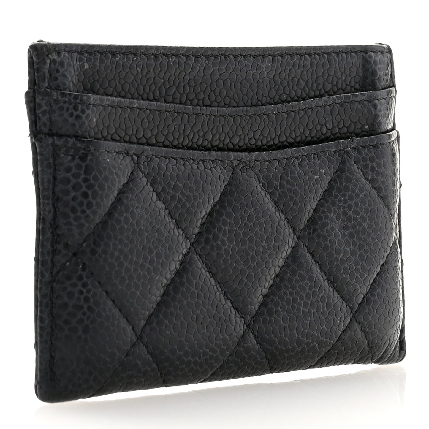 Caviar Quilted Card Holder Black