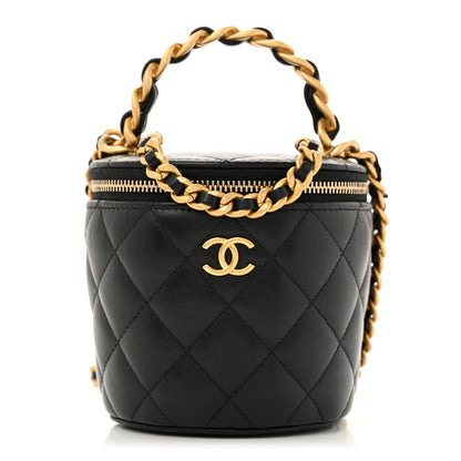 Chanel Lambskin Quilted Afternoon Tea Top Handle Vanity Case With Chain Black 1 of 14