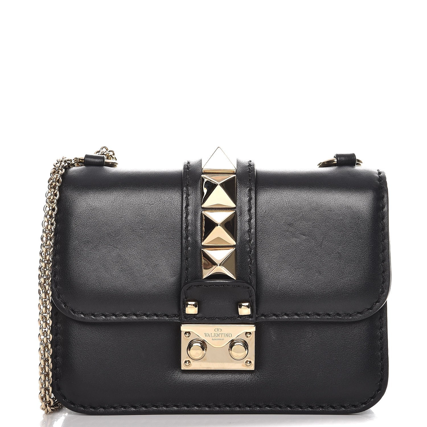 Valentino Garavani Vitello Mini Glam Lock Rockstud Flap Black 1 of 7