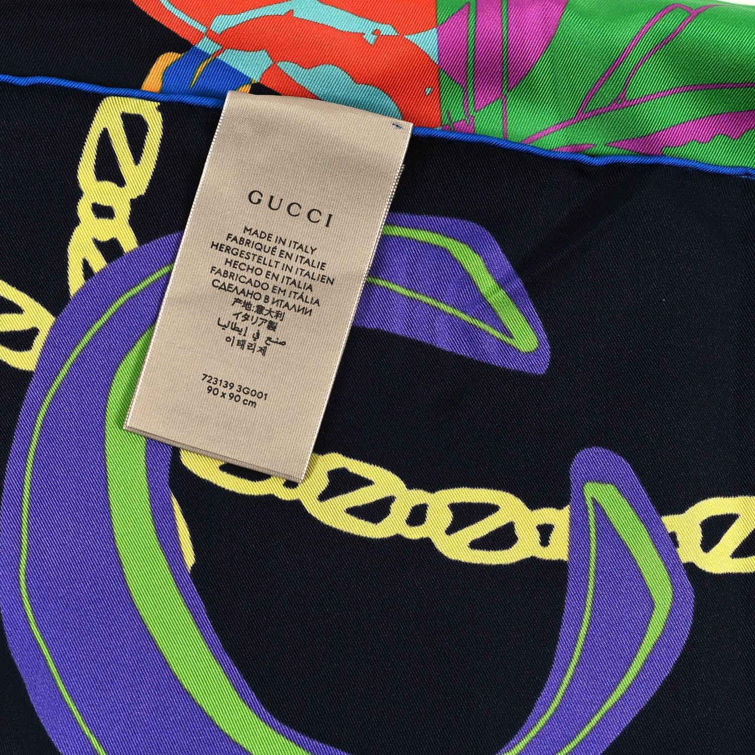 Gucci Silk Twill Bag Print Square Scarf Black Multicolor 3 of 3