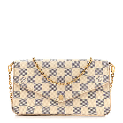 Louis Vuitton Damier Azur Pochette Felicie Chain Wallet Rose Ballerine 1 of 13
