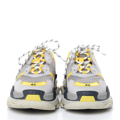 Balenciaga Fabric Mesh Womens Triple S Sneakers 40 Yellow Grey White 2 of 6