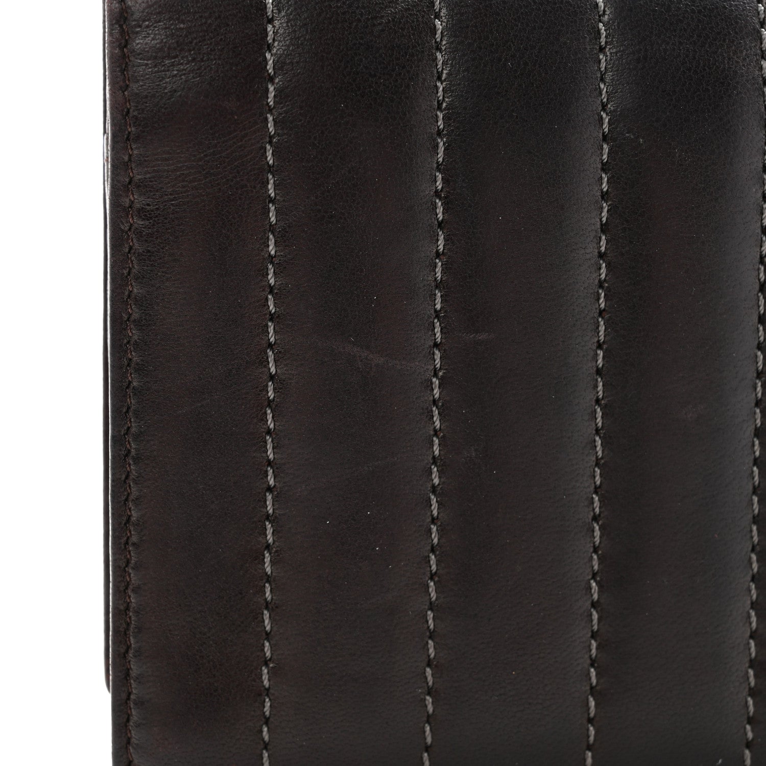 Chanel Lambskin Vertical Quilted Mademoiselle Compact Wallet Dark Brown 11 of 13