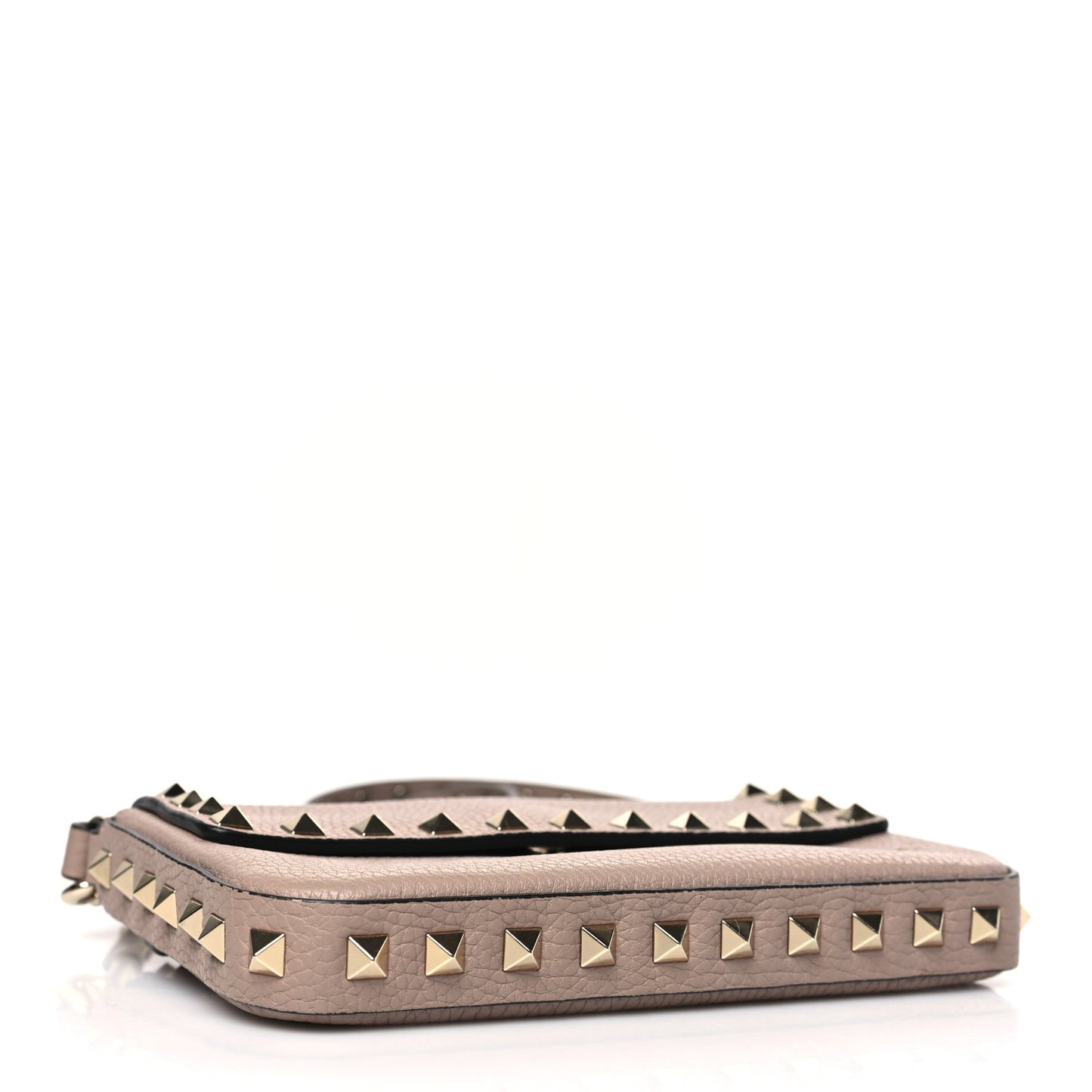 Grainy Calfskin Rockstud Crossbody Pouch Poudre