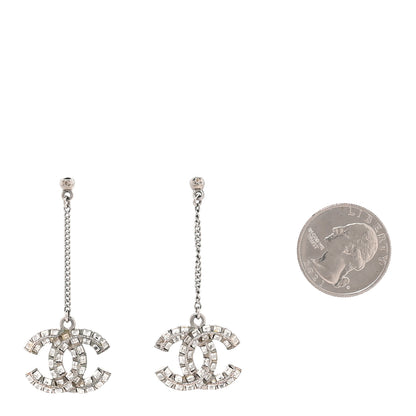 Chanel Baguette Crystal CC Drop Earrings Silver 2 of 4