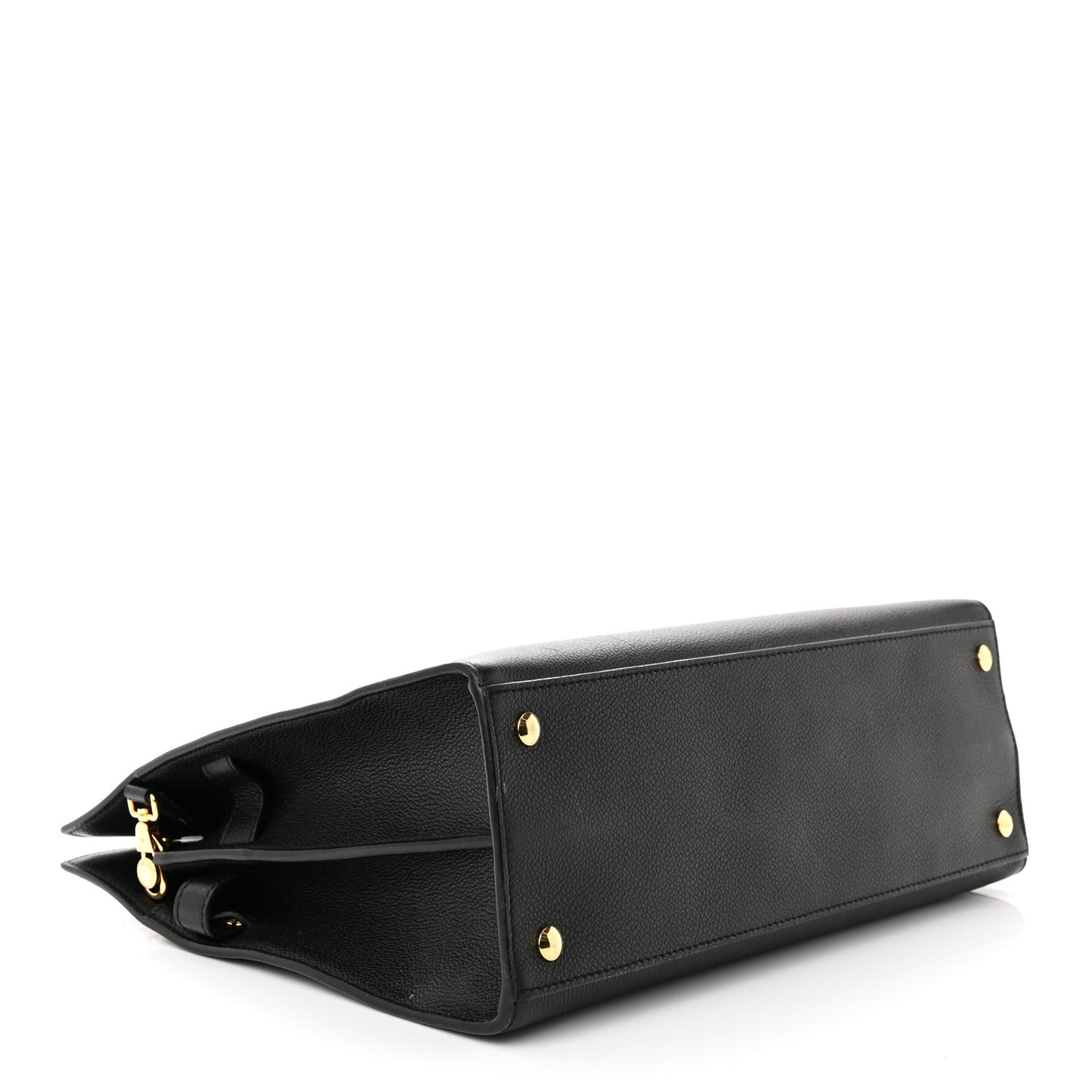 Grainy Calfskin Medium Title Bag Black