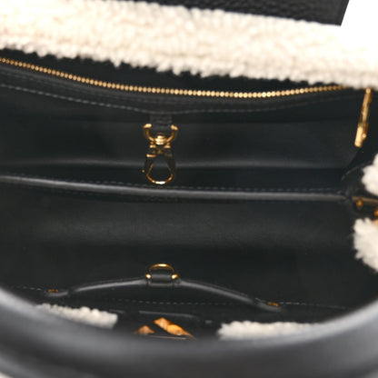 Louis Vuitton Taurillon Shearling Capucines PM Black 5 of 9