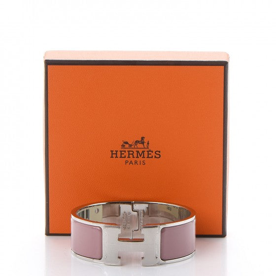 Enamel Wide Clic Clac H Bracelet PM Bois De Rose
