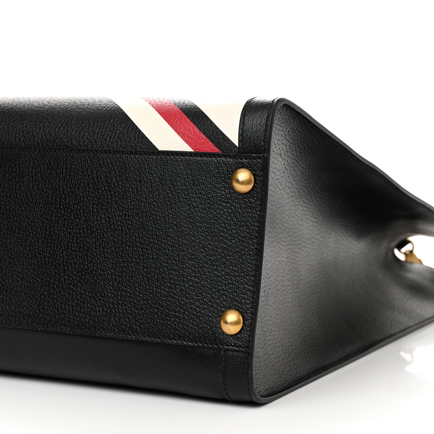 Textured Dollar Calfskin Stripe Studded Maxi Diana Tote Bag Black Multicolor