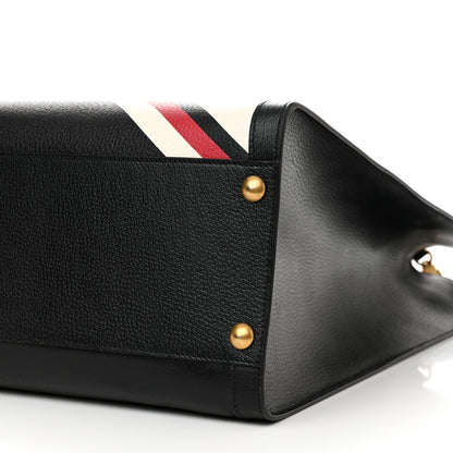 Gucci Textured Dollar Calfskin Stripe Studded Maxi Diana Tote Bag Black Multicolor 11 of 11
