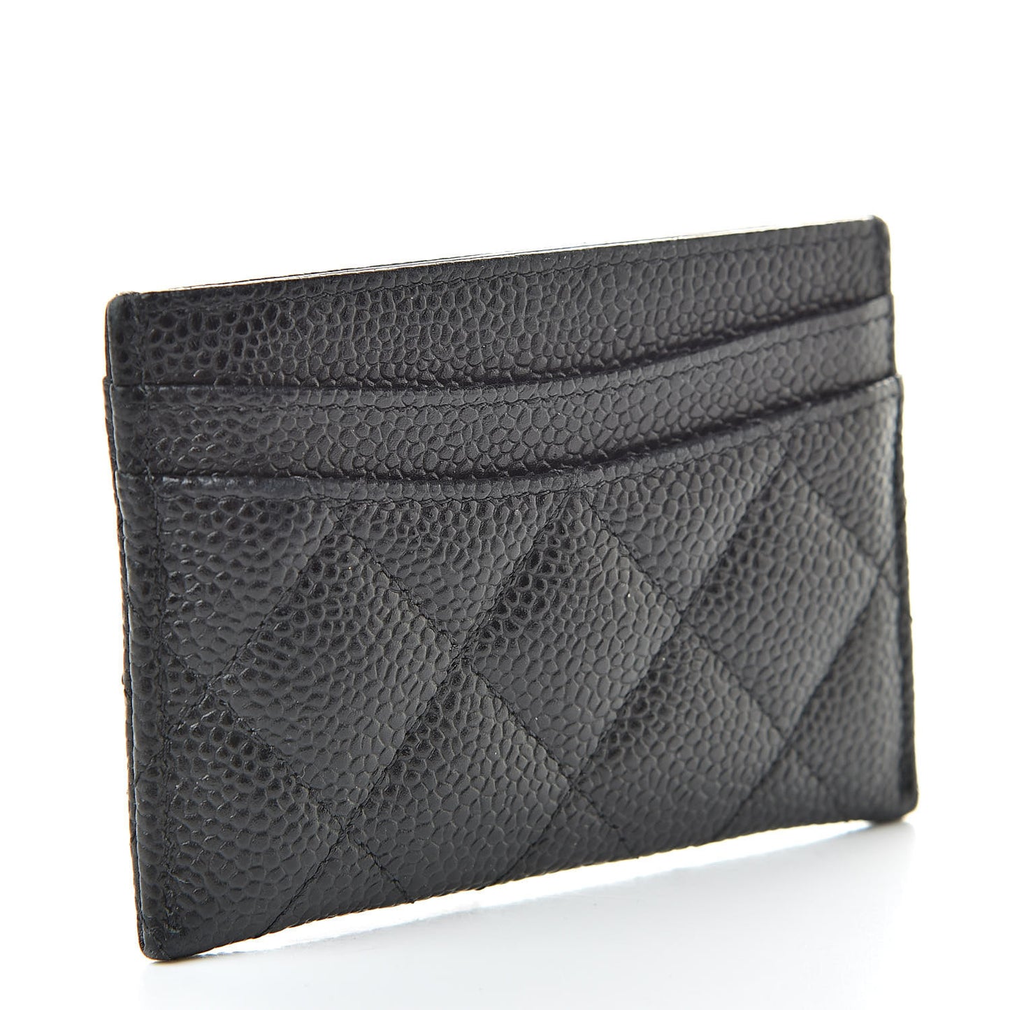 Caviar Quilted Card Holder Black