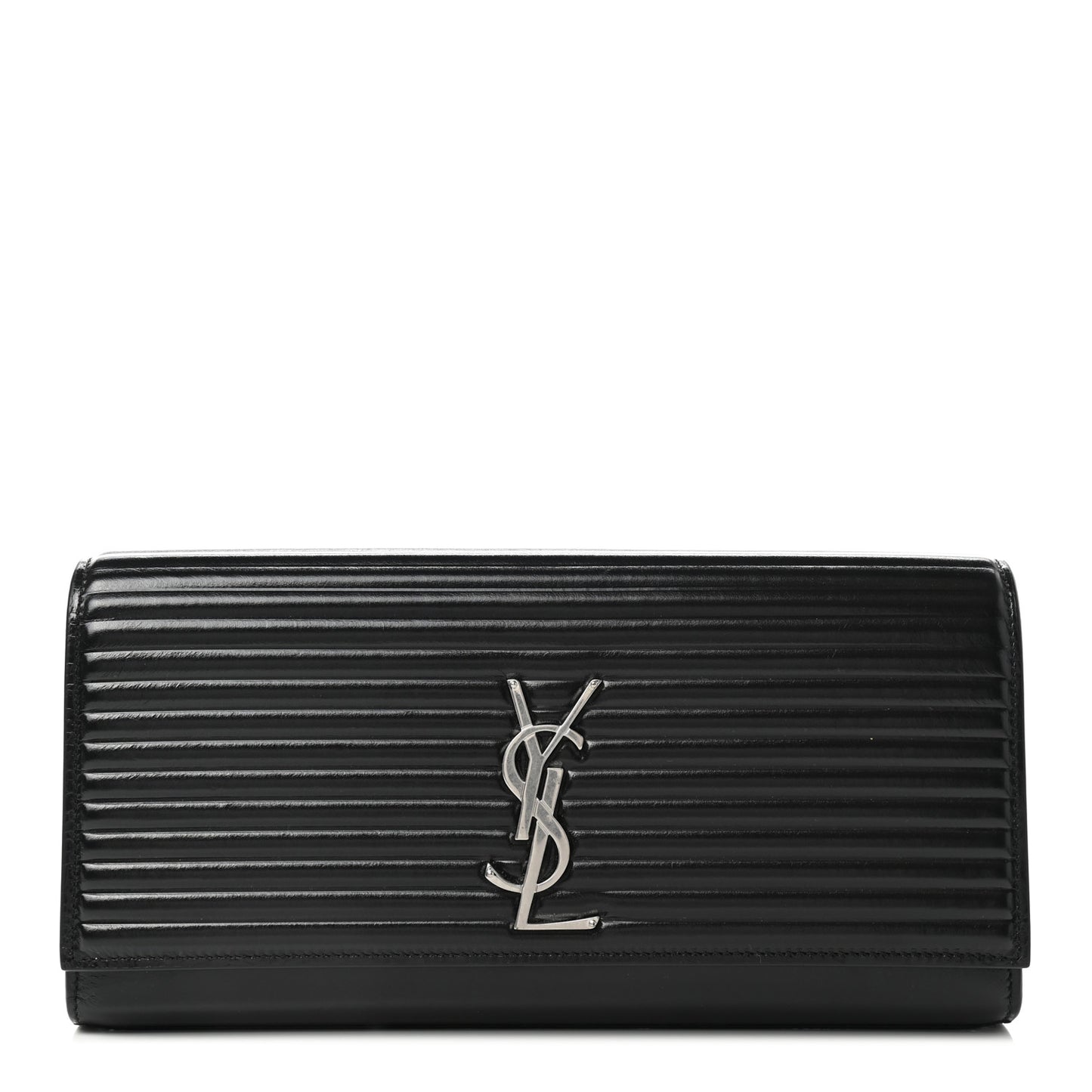 Ribbed Calfskin Opium Monogram Clutch Black
