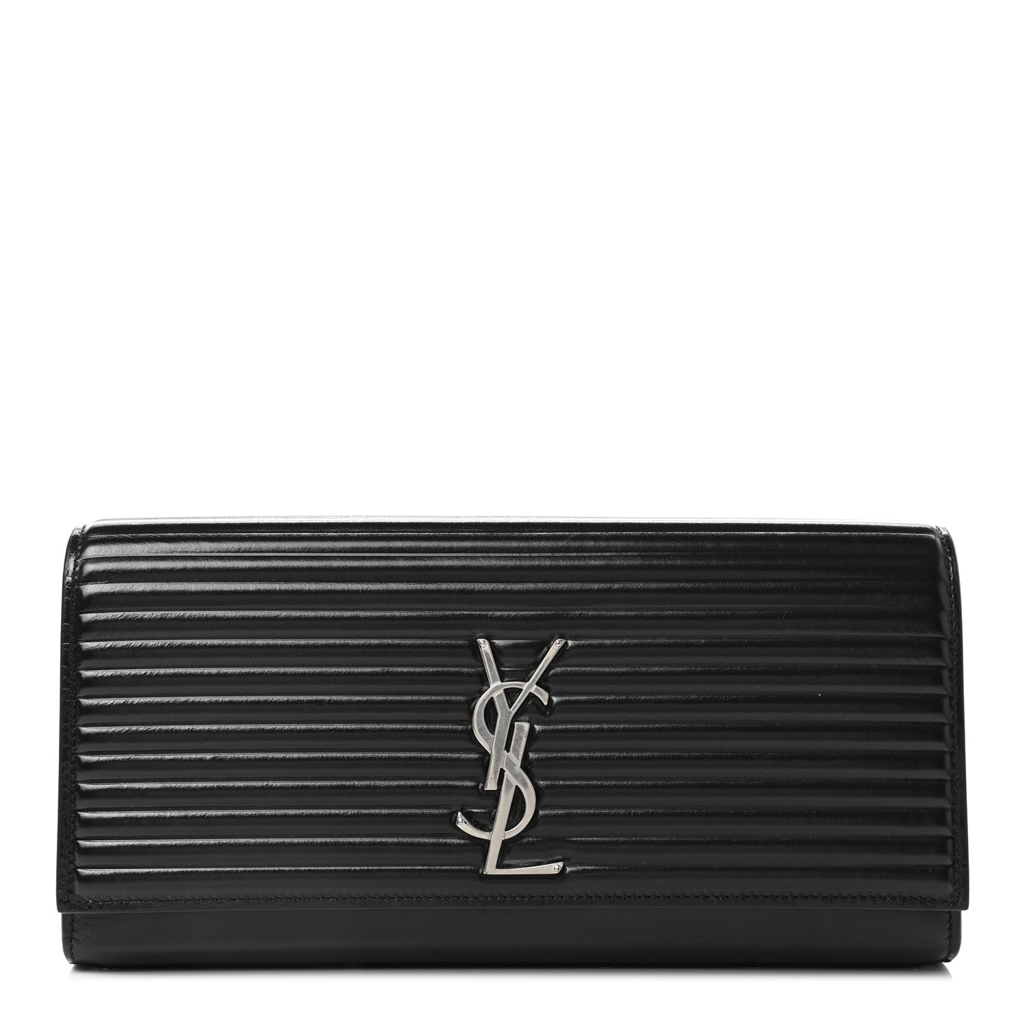 Saint Laurent Ribbed Calfskin Opium Monogram Clutch Black 1 of 8