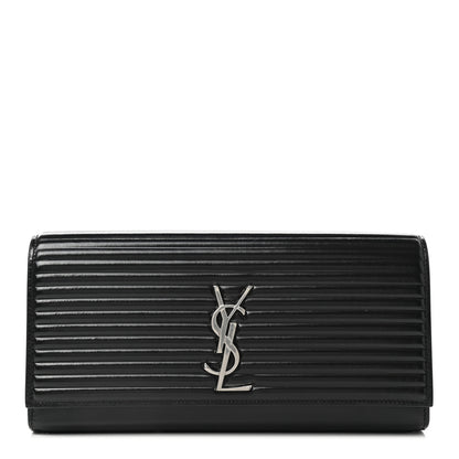 Saint Laurent Ribbed Calfskin Opium Monogram Clutch Black 1 of 8