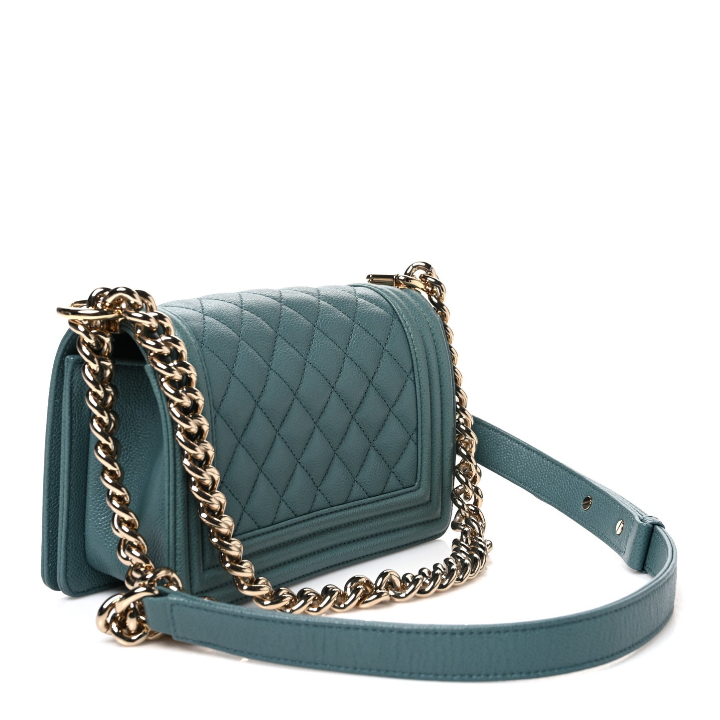 Caviar Quilted Small Boy Flap Light Blue