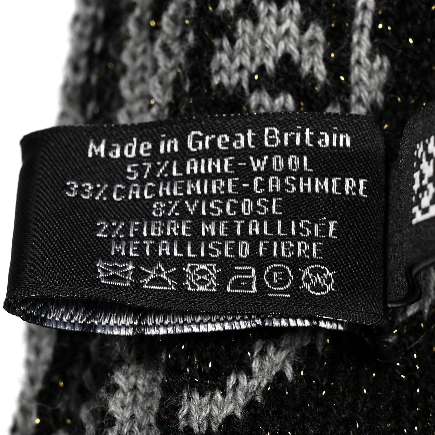 Wool Cashmere Viscose Metallic Fiber Camellia Scarf Black Grey