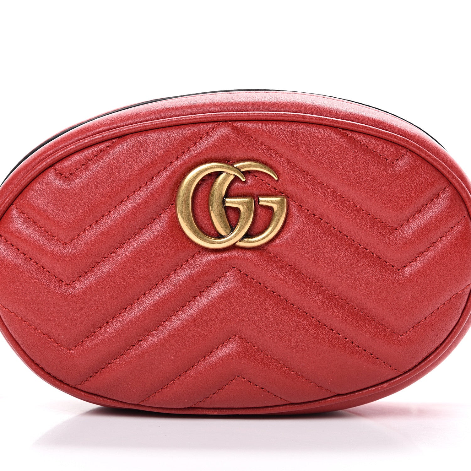 Gucci Calfskin Matelasse GG Marmont Belt Bag 75 30 Hibiscus Red 7 of 14