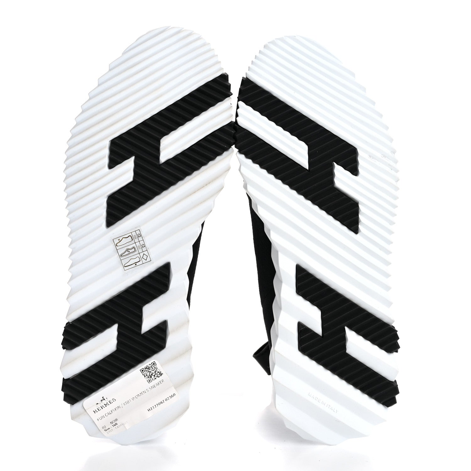 Hermes Technical Canvas Calfskin Fun Sneakers 36 Black White 6 of 11