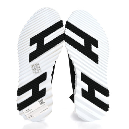 Hermes Technical Canvas Calfskin Fun Sneakers 36 Black White 6 of 11