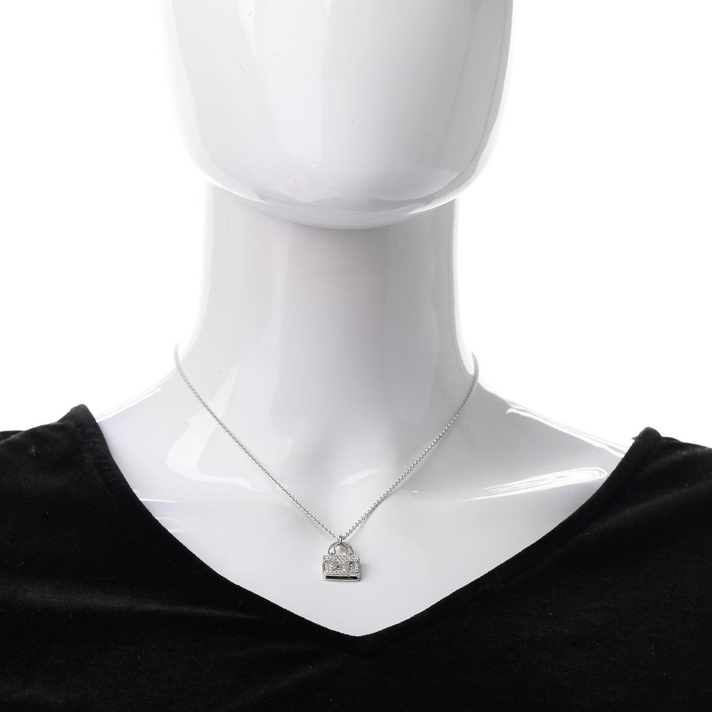 18K White Gold Diamond Constance Amulettes Pendant Necklace