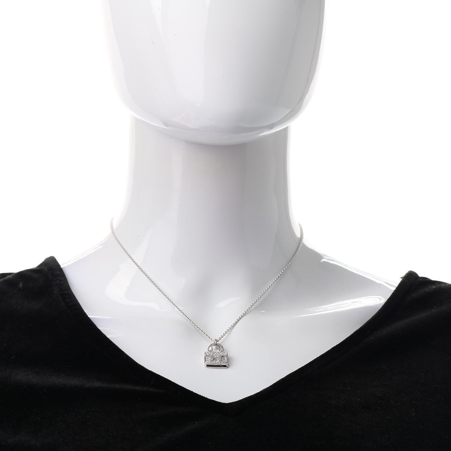 Hermes 18K White Gold Diamond Constance Amulettes Pendant Necklace 2 of 6