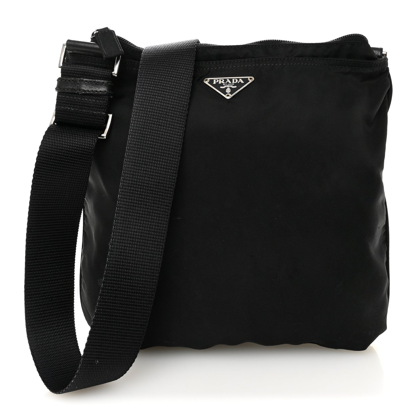 Nylon Flat Messenger Bag Black