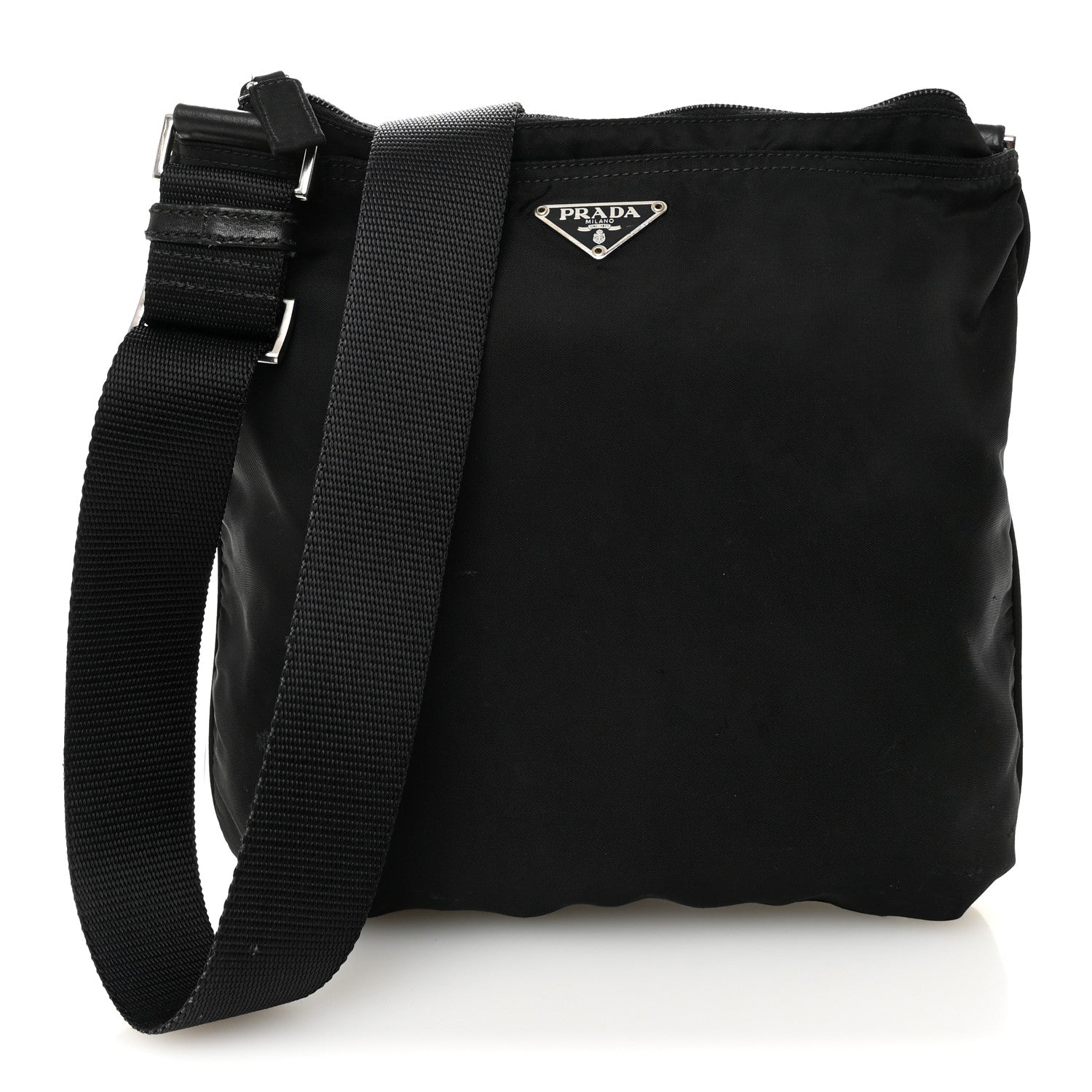 Prada Nylon Flat Messenger Bag Black 1 of 11