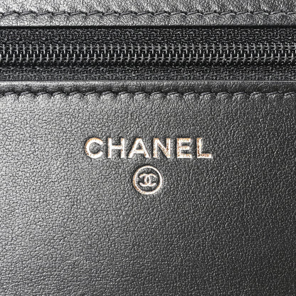 Chanel Calfskin Quilted Maxi Pearl Wallet On Chain WOC Black 6 of 12