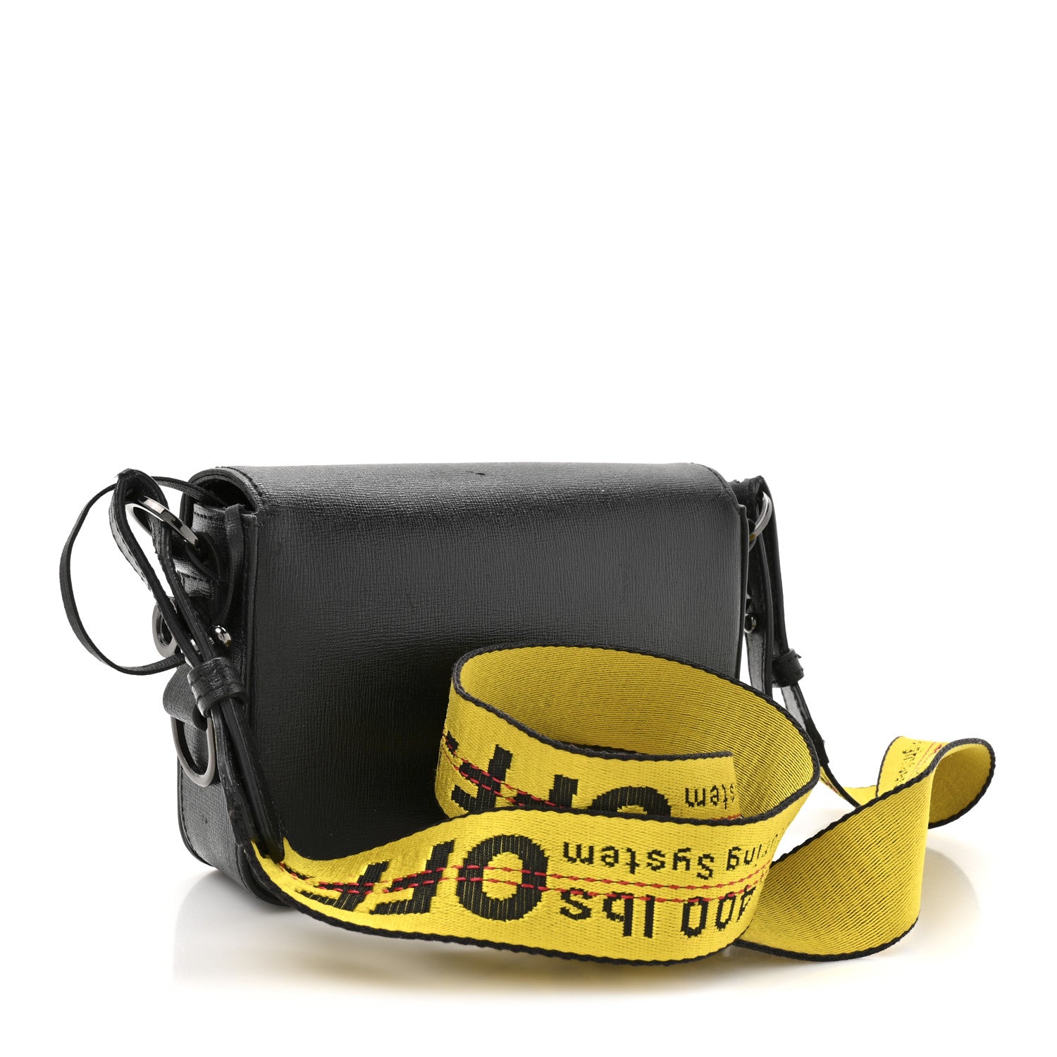 Off-White Saffiano Striped Mini Diag Binder Clip Bag Black White Yellow 3 of 13