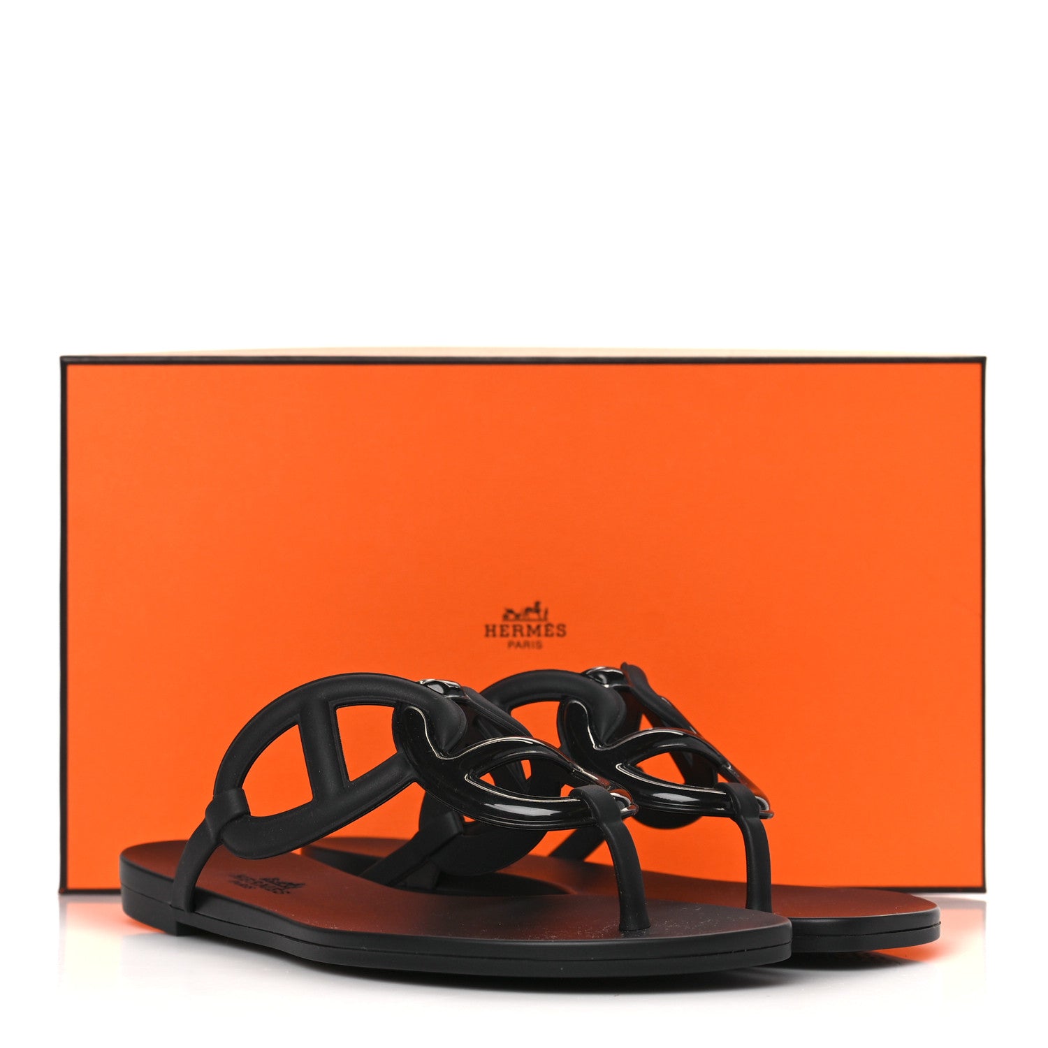 Hermes Rubber Womens Egerie Sandals 36 Black 8 of 8