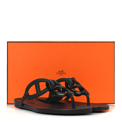 Hermes Rubber Womens Egerie Sandals 36 Black 8 of 8