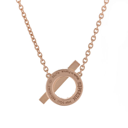 Hermes 18K Rose Gold Diamond Finesse Pendant Necklace 5 of 5