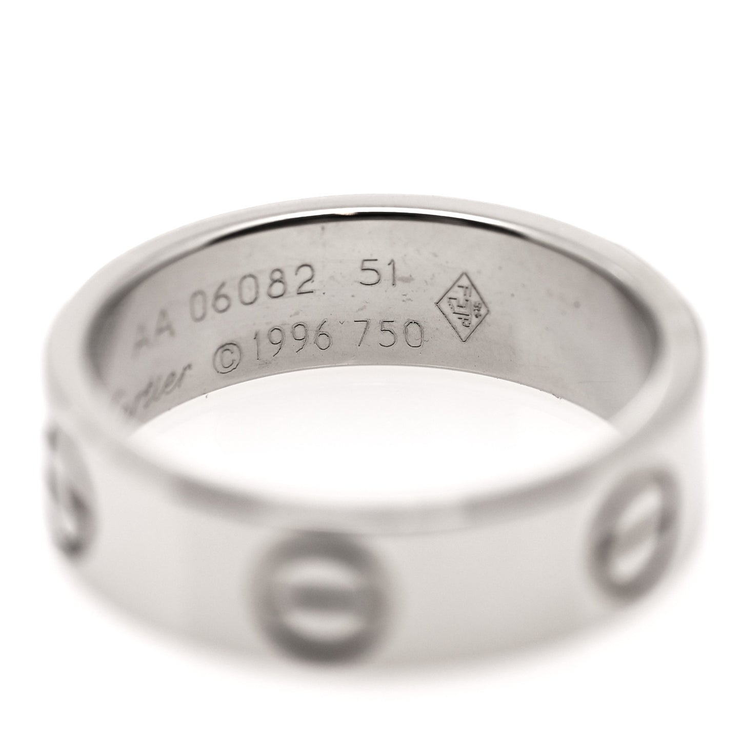 18K White Gold 5.5mm LOVE Ring 51 5.75