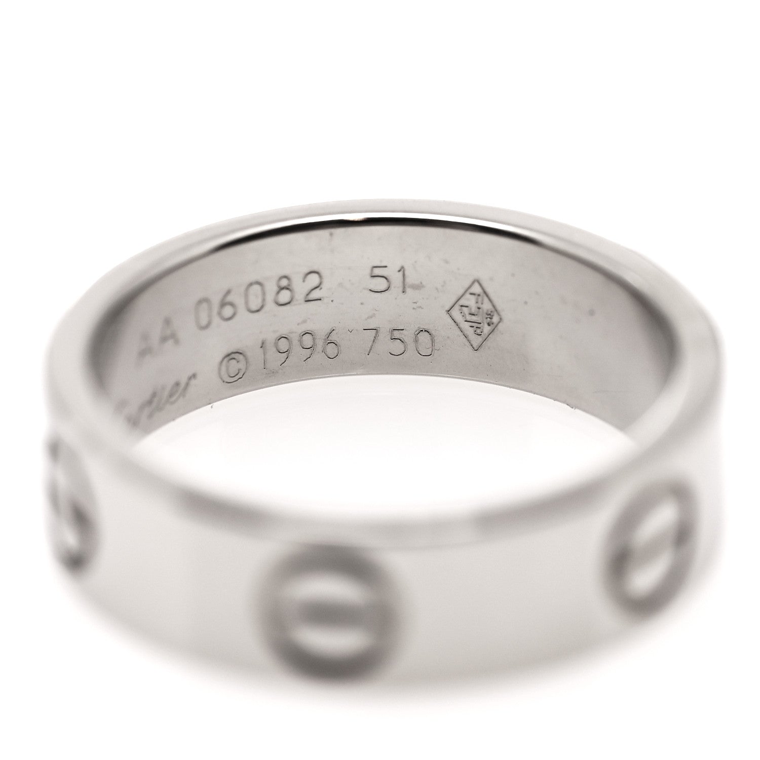 Cartier 18K White Gold 5.5mm LOVE Ring 51 5.75 5 of 5