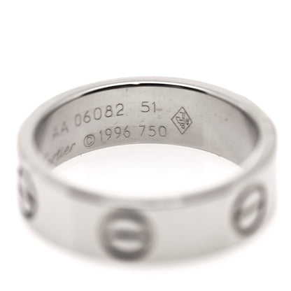 Cartier 18K White Gold 5.5mm LOVE Ring 51 5.75 5 of 5