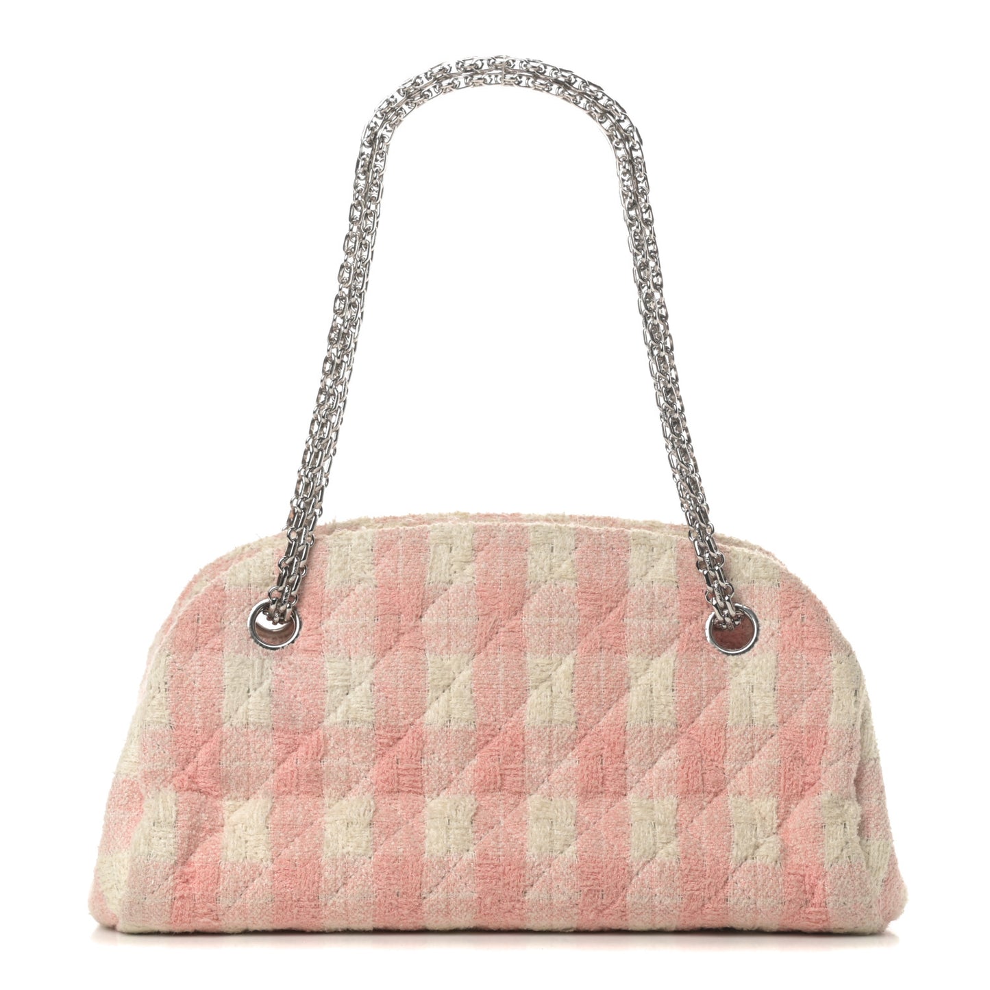 Tweed Quilted Small Just Mademoiselle Bowling Bag Pink White