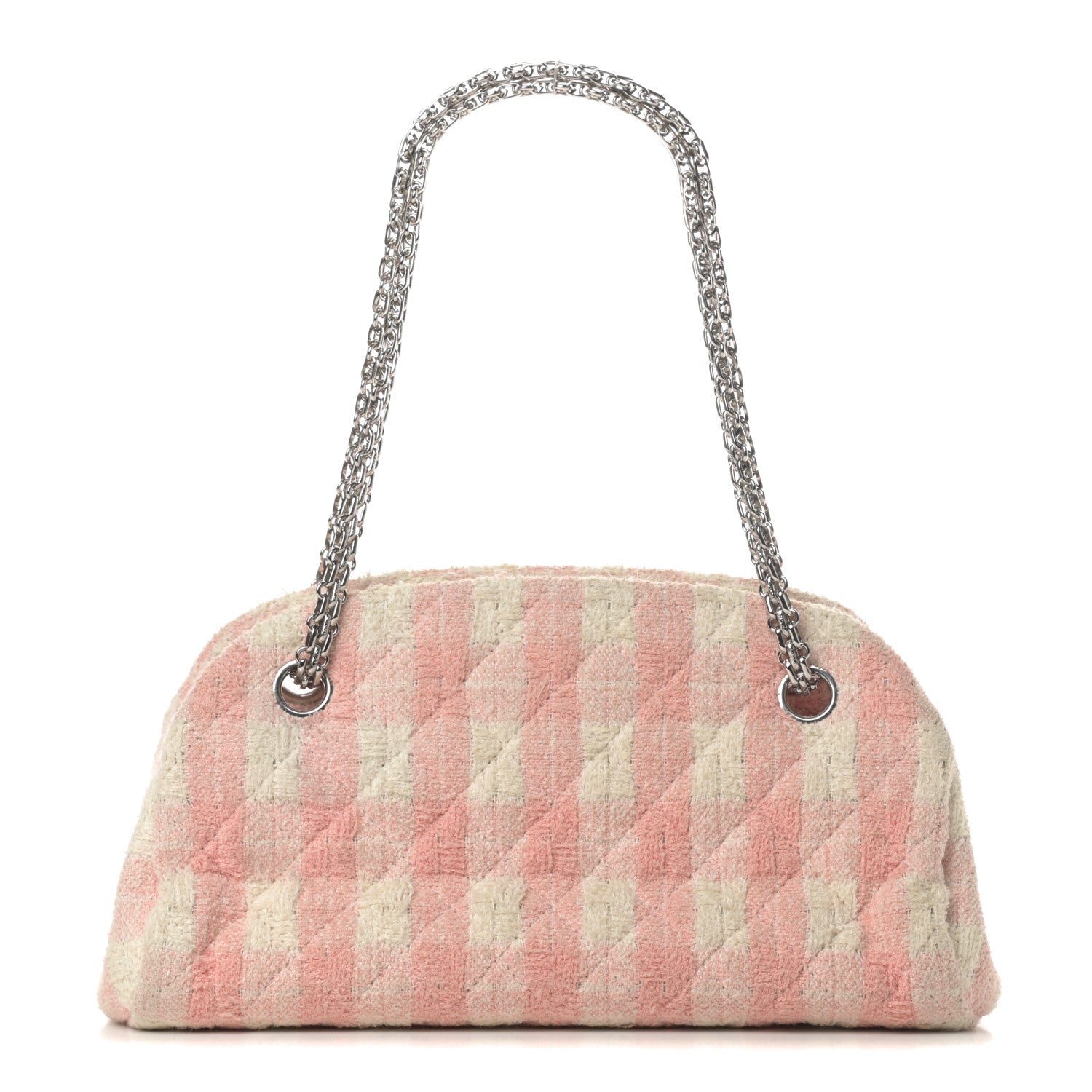 Chanel Tweed Quilted Small Just Mademoiselle Bowling Bag Pink White 1 of 12