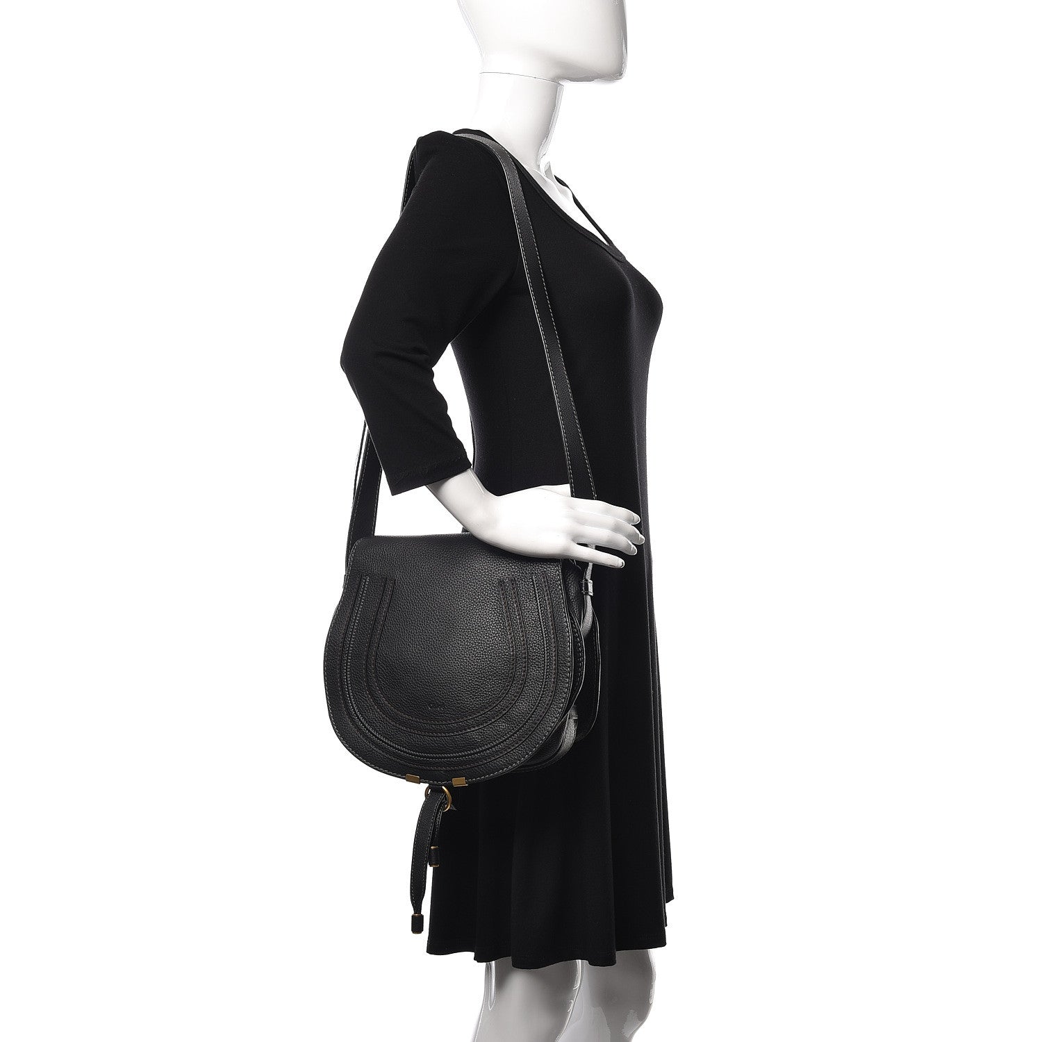 Chloe Calfskin Medium Marcie Round Crossbody Bag Black 2 of 15