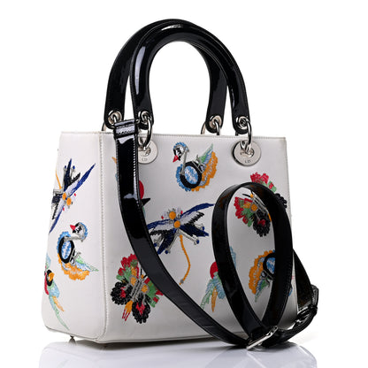 Christian Dior Smooth Calfskin Embroidered Medium Lady Dior White Multicolor 2 of 4