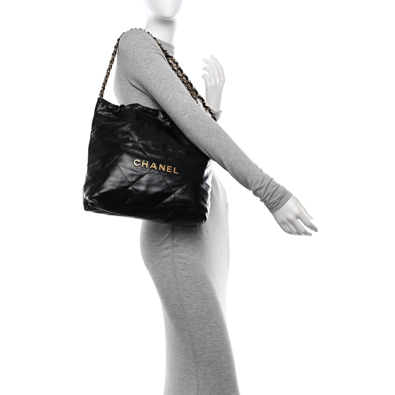 Chanel Shiny Calfskin Quilted Small Chanel 22 Black 2 of 11