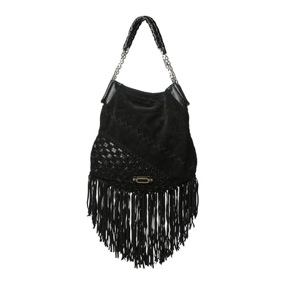 Jimmy Choo Python Suede Fringe Tatum Shopper Tote Black 1 of 9