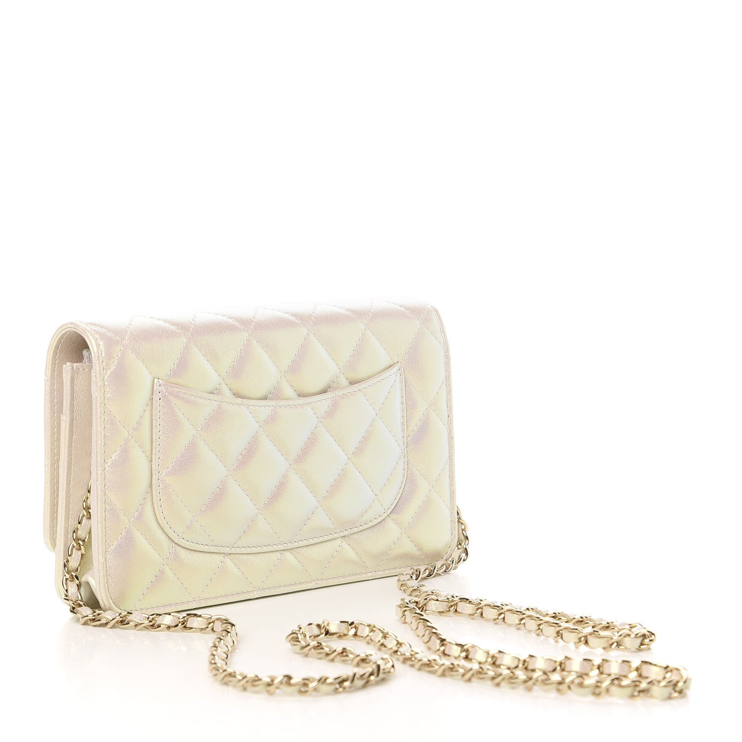 Chanel Iridescent Lambskin Quilted Wallet On Chain WOC Ivory 3 of 12