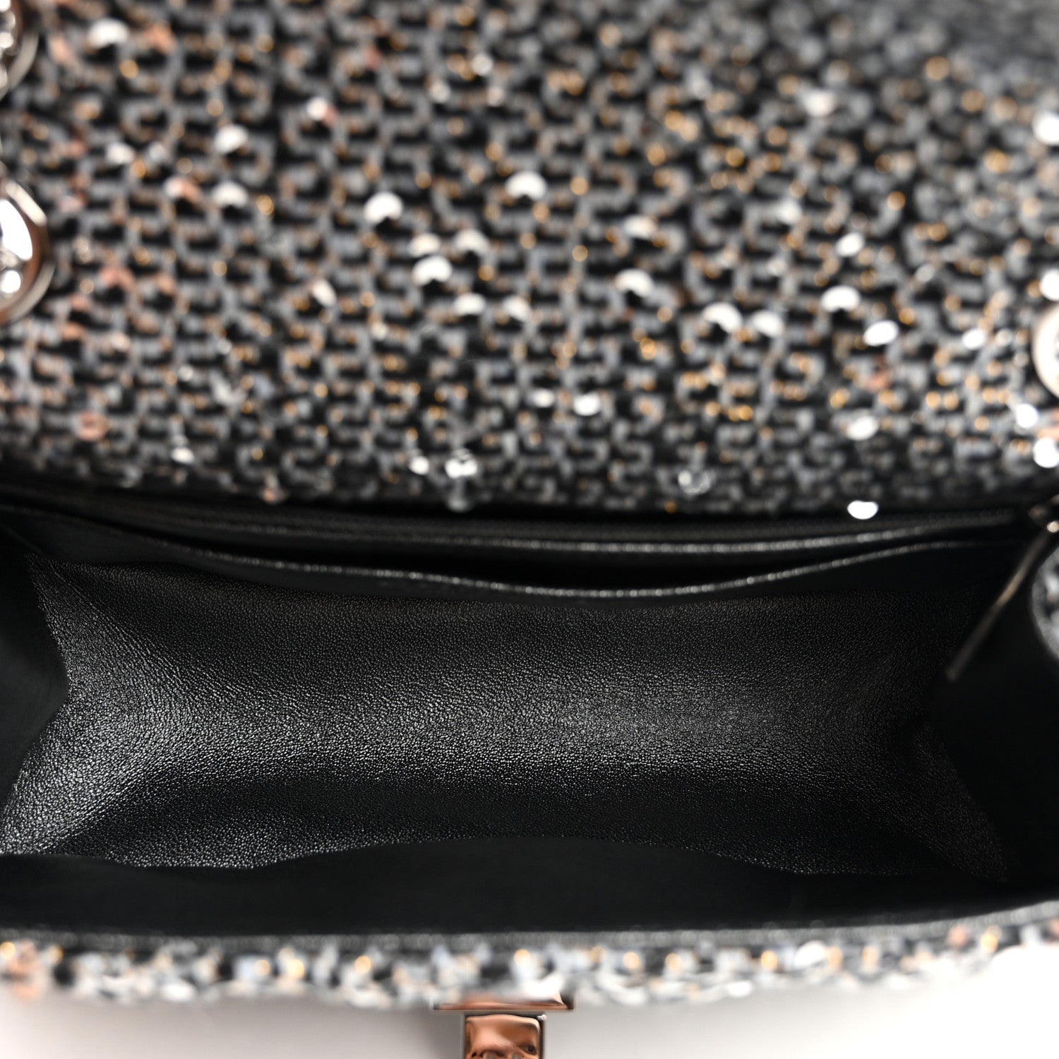 Chanel Tweed Quilted 2.55 Reissue Mini Flap Silver Black Gold 5 of 9