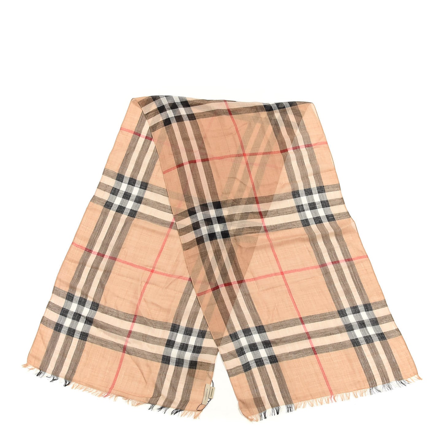 Wool Silk House Check Lightweight Scarf Camel